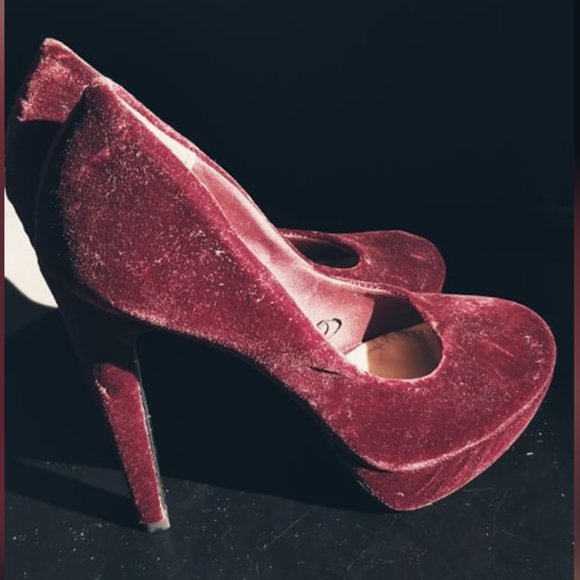 Red Velvet 5-Inch Platform Heels - Picture 1 of 4